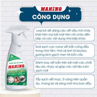 Nước Tẩy Rửa Đa Năng MAHINO Công nghệ NANO BẠC Tẩy bay mọi vết bẩn cứng đầu trên inox, kính và tường sàn an toàn cho tay