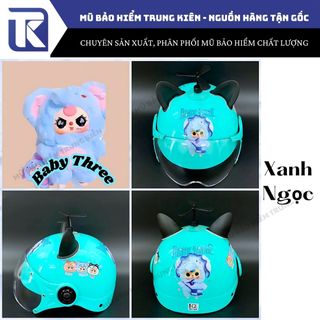 Nón bảo hiểm cho bé hình Baby Three gắn kính siêu dễ thương [KHÔNG KÈM PHỤ KIỆN], Nón chính hãng Long Thanh, đạt chuẩn ATGT