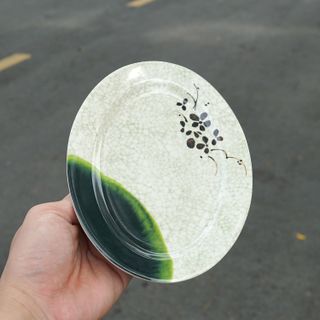 Dĩa elip hoa văn xanh - Giá sỉ