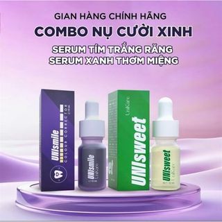 Combo chăm sóc răng miệng UNIKARE, serum trắng răng UNISMILE và serum khử hôi miệng, thơm miệng UNISWEET 10ml