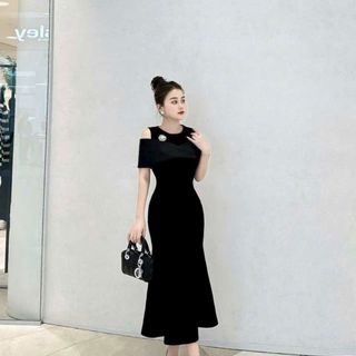 Đầm đuôi cá cổ choàng kèm phụ kiện sang trọng hàng cao cấp
