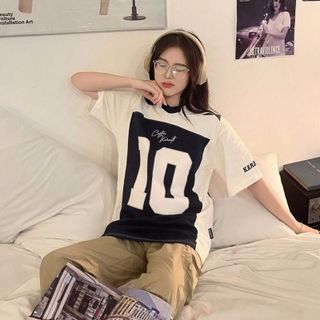 Áo thun phối số 10 phong cách thể thao, cá tính Nam Unisex Menswear