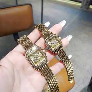 ĐỒNG HỒ NỮ THỜI TRANG HOT TREND CATIE MẶT VUÔNG HỘT 2 SIZE MINI