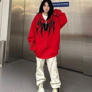 Áo khoác nam nữ khóa kéo qua đầu in hình NGƯỜI NHỆN ( ảnh thật cận chất) Unisex