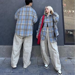 Áo khoác sơ mi nam nữ FLANNEL tay dài from rộng nhiều màu cá tính (ảnh cận chất)
