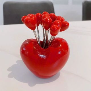 Dĩa / Nĩa Ăn Trái Cây Hình Trái Tim Bằng Thép Không Gỉ ( 10 Dĩa )
