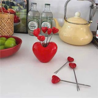 Dĩa / Nĩa Ăn Trái Cây Hình Trái Tim Bằng Thép Không Gỉ ( 10 Dĩa )