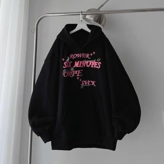 Áo khoác hoodie in nổi bật ROWER from rộng cá tính Unisex Menswear