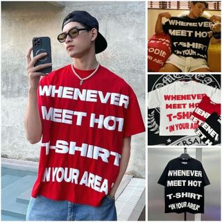 Áo thun boxy nam nữ WHENEVER in nổi 3D nhiều màu cực ngầu Unisex Menswear