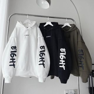Aó khoác hoodie nam nữ EIGHT in nổi from rộng cá tính Unisex Menswear