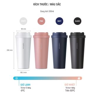 Bình giữ nhiệt Lock&Lock Energetic one-touch thép không gỉ 316L 550ml và 400ml - LHC3249 (4 màu)