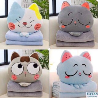 Chăn gối hình thú, Chăn mền hình mèo 3in1