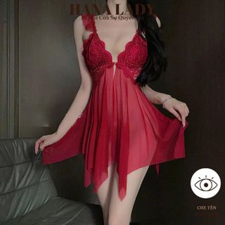 Váy Ngủ Nữ Sexy – Đầm Ngủ Cánh Tiên Voan Lụa Xẻ Tà Phối Ren Hoa Gợi Cảm VN607