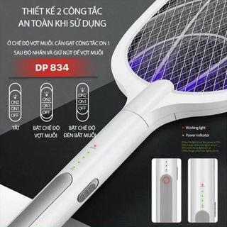 VỢT MUỖI 2 TRONG 1 DP- 834 KÈM DÂY SẠC VÀ ĐẾ