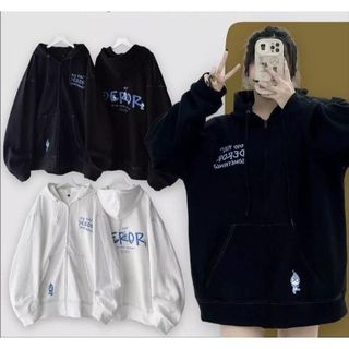 Áo hoodie zip nam nữ chống nắng DERERRO in giọt nước from rộng Unisex Menswear