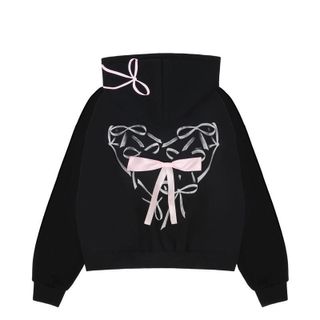 [ẢNH THẬT] Áo khoác HOODIE ZIP PINK BOW phối Nơ nhiều màu cá tính Top