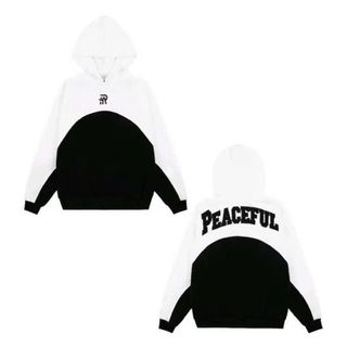 Áo hoodie PEACEFUL màu phối như hình thêu cả 2 mặt trước sau nón rộng 2 lớp form rộng
