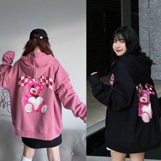 Áo hoodie nam nữ in gấu hồng LOSTO from rộng đáng yêu Women Top