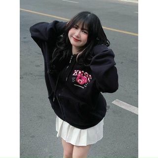 Áo hoodie nam nữ in gấu hồng LOSTO from rộng đáng yêu Women Top