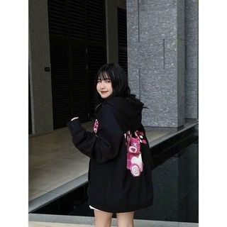 Áo hoodie nam nữ in gấu hồng LOSTO from rộng đáng yêu Women Top
