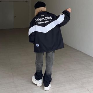 Áo khoác nam nữ in chữ CALEM kiểu dáng bomber cổ đưng, cá tính Women Top Unisex