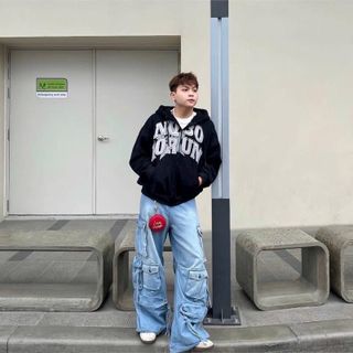 Áo khoác nam nữ logo thêu NQ30 from rộng cá tính , năng động Menswear