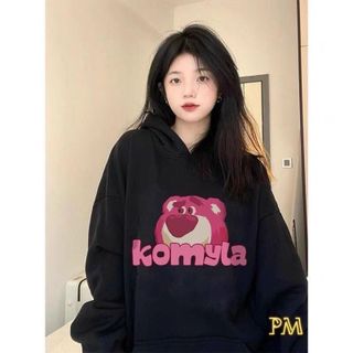 Áo hoodie nam nữ gấu hồng KOMYLA from rộng đáng yêu Unisex Top