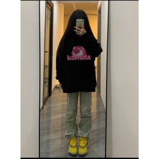 Áo hoodie nam nữ gấu hồng KOMYLA from rộng đáng yêu Unisex Top