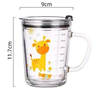 Ly Thủy Tinh Chia Vạch 350ml kèm Ống Hút - B371