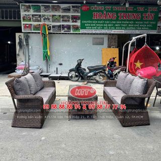 Sofa nhựa giả mây ngoài trời cao cấp dây tròn