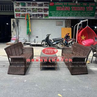 Sofa nhựa giả mây ngoài trời cao cấp dây tròn