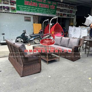 Sofa nhựa giả mây ngoài trời cao cấp dây tròn