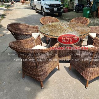 Bàn ghế cafe nhựa giả mây sofa ngoài trời mây nhựa tốt