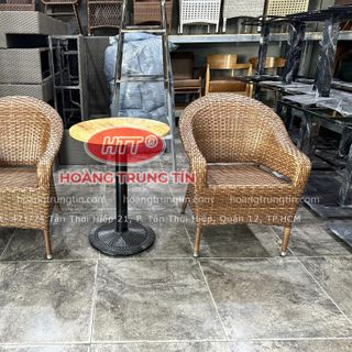 Bàn ghế cafe nhựa giả mây sofa ngoài trời mây nhựa tốt