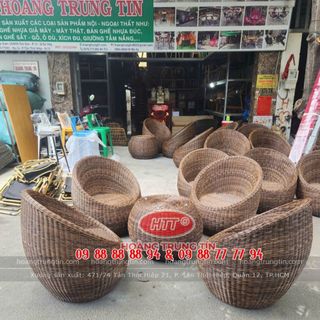 Ghế cafe dây tròn hình ghế trứng nhựa giả mây sợi tròn Hoàng Trung Tín