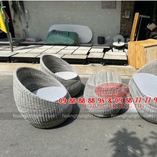 Ghế cafe dây tròn hình ghế trứng nhựa giả mây sợi tròn Hoàng Trung Tín