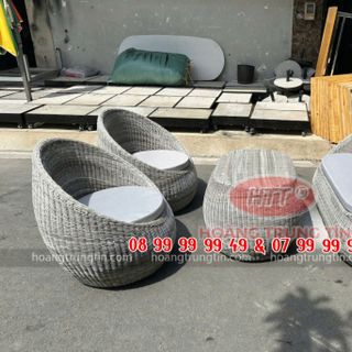 Sofa nhựa giả mây sofa Trứng dây tròn màu xám