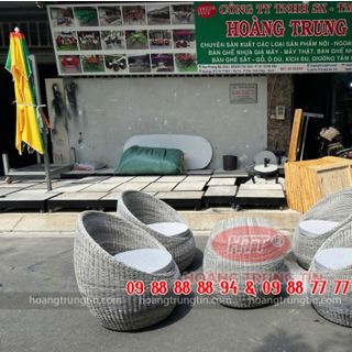 Sofa nhựa giả mây sofa Trứng dây tròn màu xám