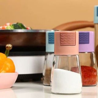 Hũ Đựng Gia Vị Bằng thủy Tinh Có Nút Bấm Định Lượng - B385
