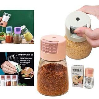 Hũ Đựng Gia Vị Bằng thủy Tinh Có Nút Bấm Định Lượng - B385