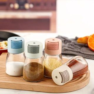 Hũ Đựng Gia Vị Bằng thủy Tinh Có Nút Bấm Định Lượng - B385