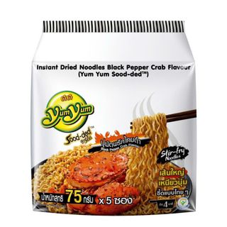 Mì Xào Khô Ăn Liền Vị Cua Sốt Tiêu Đen YumYum Sood-ded 75g - Hương Vị Cua Tươi Ngon, Cay Nồng Đậm Đà