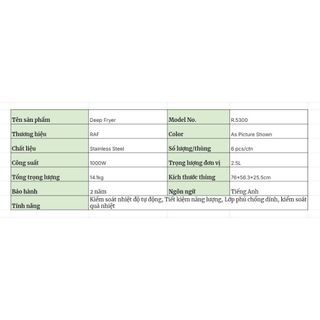 Nồi Chiên Ngập Dầu Đa Chức Năng RAF 1000W 2.5L – Đồ Bếp Tiện Ích Cho Mỗi Gia Đình