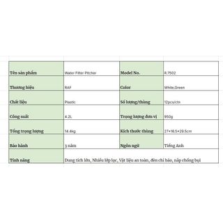 Bình Lọc Nước Di Động RAF 4.2L - Công Nghệ Lọc Nước Tối Ưu Cho Gia Đình Bạn