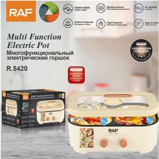 Nồi Điện 2 Ngăn Vuông Đa Năng Di Động Kiểu Hàn Quốc RAF 6L - 2 Ngăn 3L+3L- Siêu Bền - Bảo Hành 3 Năm
