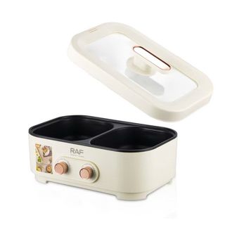 Nồi Điện 2 Ngăn Vuông Đa Năng Di Động Kiểu Hàn Quốc RAF 6L - 2 Ngăn 3L+3L- Siêu Bền - Bảo Hành 3 Năm