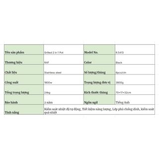 Nồi Lẩu Nướng Điện 2in1 RAF 1800W Siêu Bền – Bảo Hành 3 Năm - Lẩu Nướng Không Khói - Kho Sỉ Gia Dụng