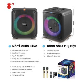 Loa Bluetooth Karaok 2 Mic Không Dây RX-8183A