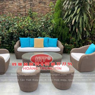 Sofa mây nhựa cao cấp ngoài trời sofa nhựa giả mây HTT