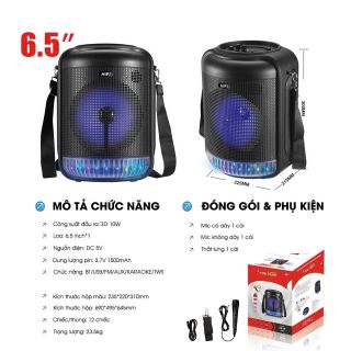 Loa Bluetooth Bass 6,5inch Có Đèn RX-6101